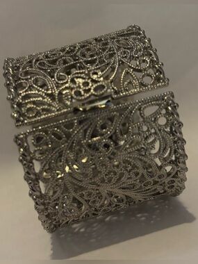 Vintage Silver Filigree Wide Cuff Bracelet